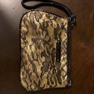 Adorable Betsey Johnson Gold+black lace hand bag